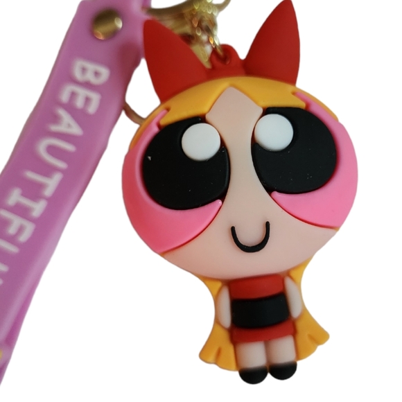 Blossom Powerpuff Girls 3D Keychain Red Wrist Strap - Picture 2 of 2